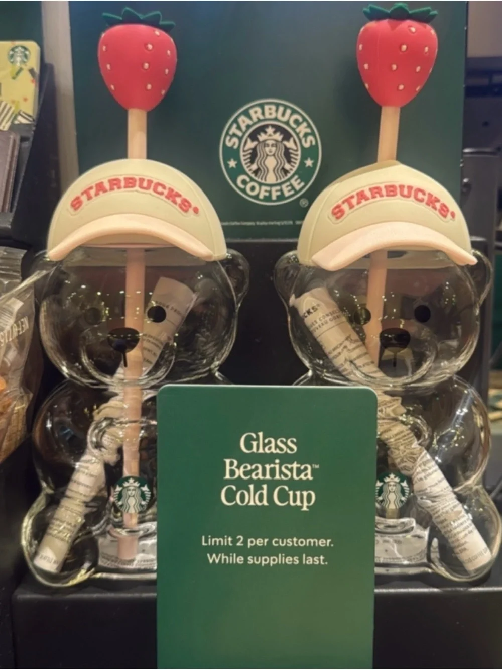 Starbucks Pink Bearista Glass Cold Cup
